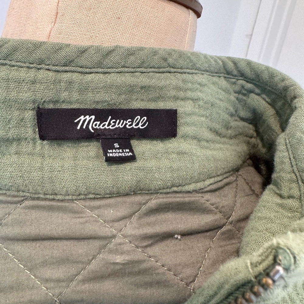 Madewell Green Diamond Jaquard Half-Zip Pullover, Size Small - Picture 3 of 3